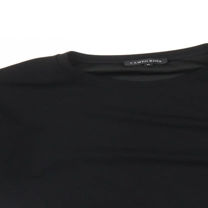 Close-up detail of Cameo Rose women’s black pullover sweatshirt, size M