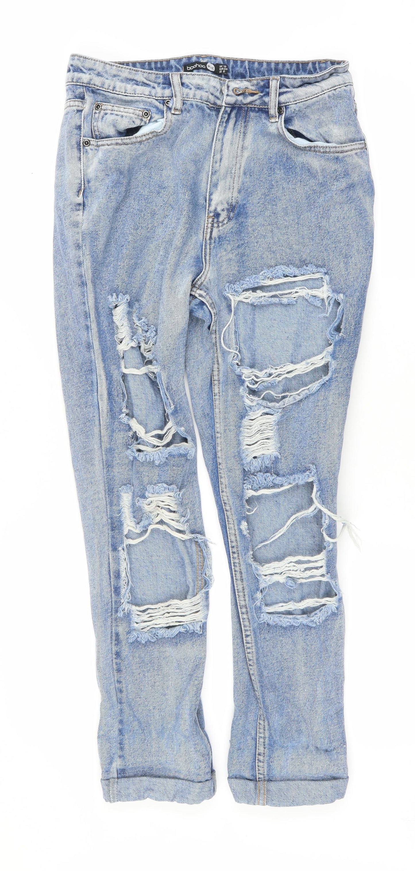 Boohoo Womens Blue   Straight Jeans Size 10 L26 in