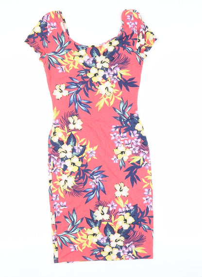 New Look Womens Pink Fair Isle  Bodycon  Size 10