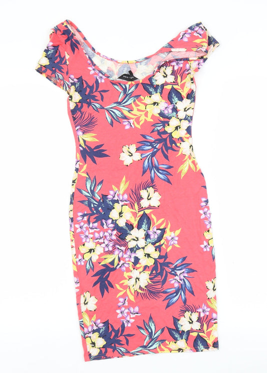 New Look Womens Pink Fair Isle  Bodycon  Size 10