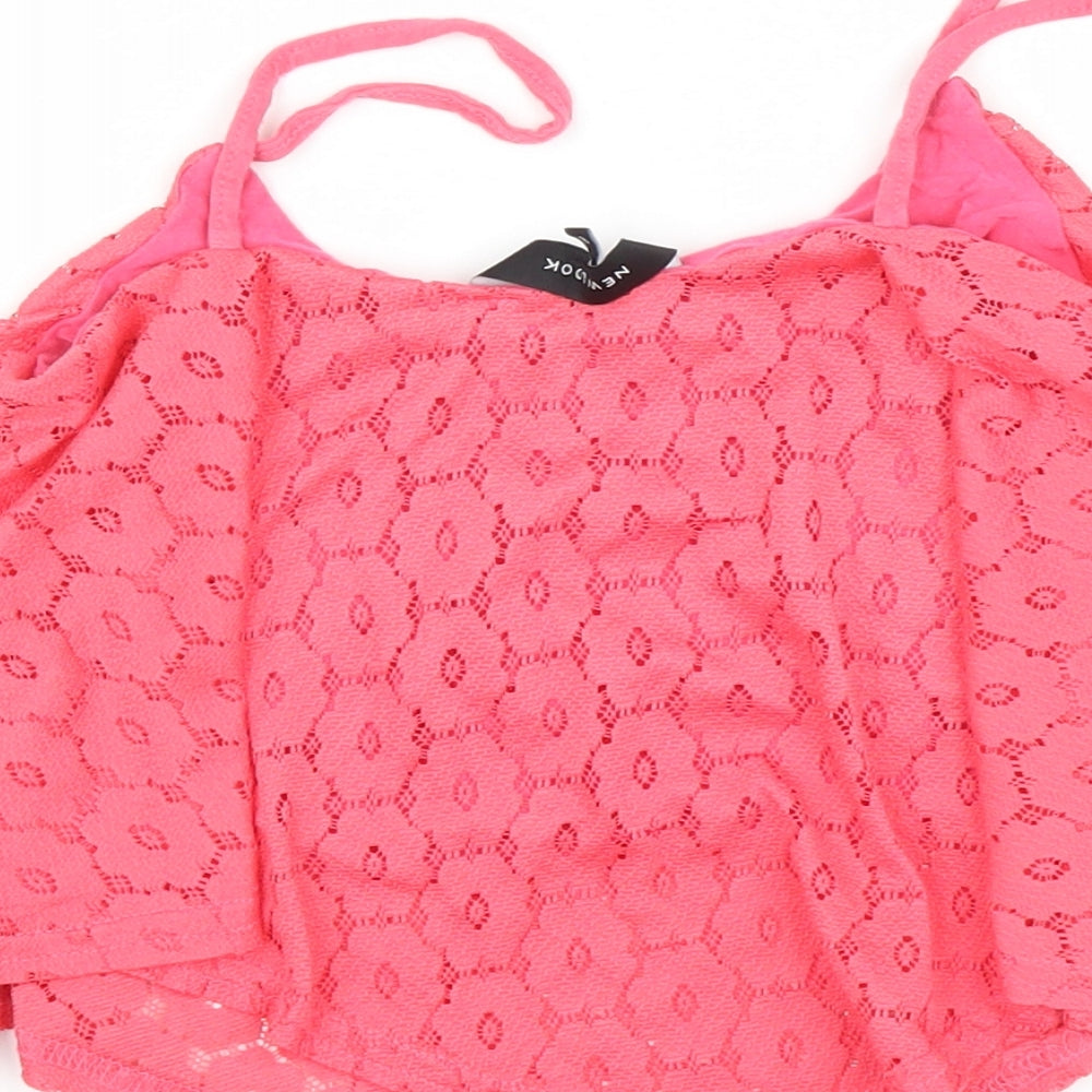 Womens UK Size 8 New Look Pink Basic Tank