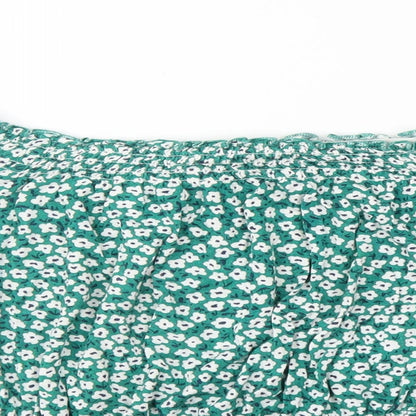 H&M Womens Green Floral  Basic Blouse Size S