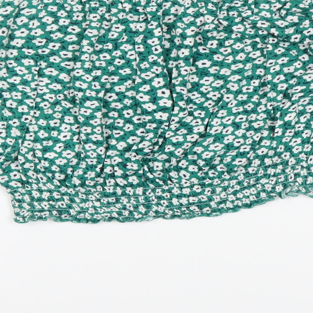 H&M Womens Green Floral  Basic Blouse Size S