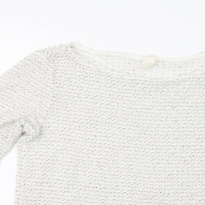 H&M Womens White   Pullover Sweatshirt Size XS