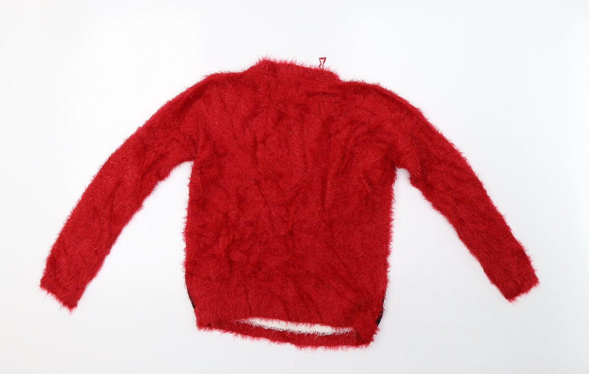 Back view of Matalan women’s red pullover sweatshirt, size S, - christmas