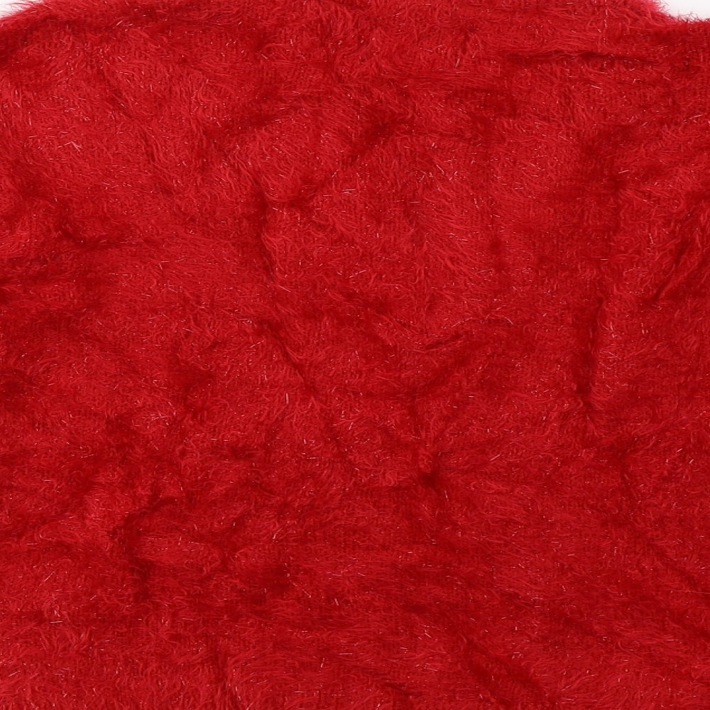 Brand and care label for Matalan women’s red pullover sweatshirt, size S, - christmas