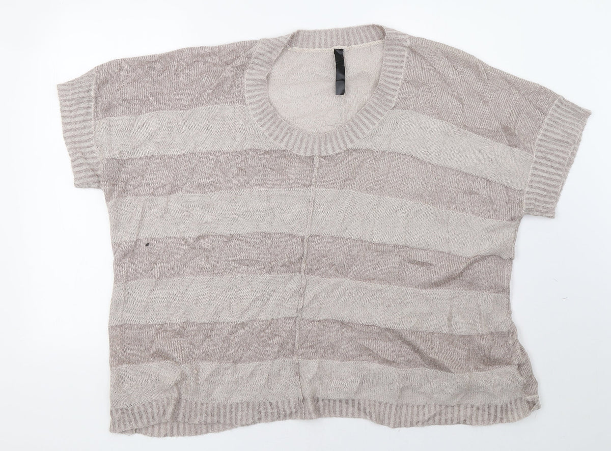 Additional front view of women’s beige pullover sweatshirt, size UK 22
