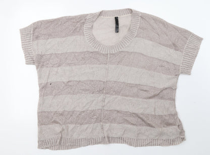 Additional front view of women’s beige pullover sweatshirt, size UK 22