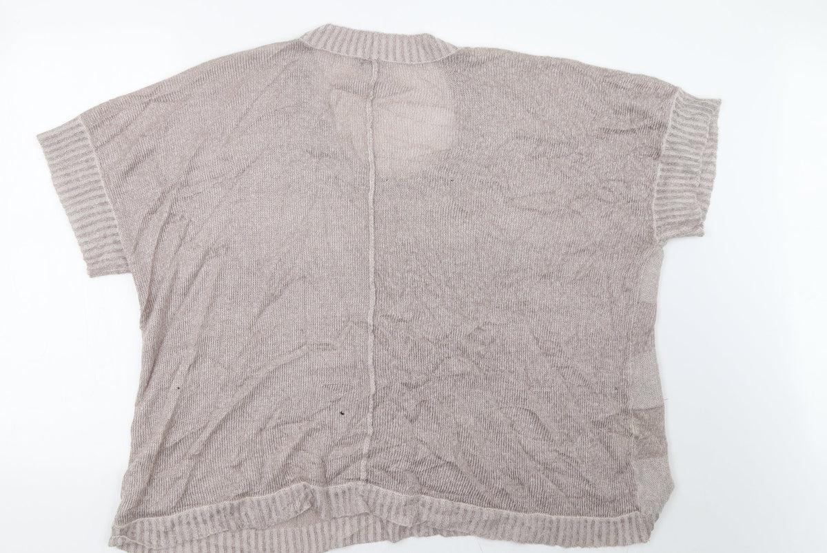 Back view of women’s beige pullover sweatshirt, size UK 22