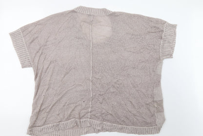 Back view of women’s beige pullover sweatshirt, size UK 22