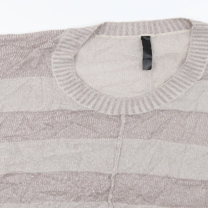 Close-up detail of women’s beige pullover sweatshirt, size UK 22