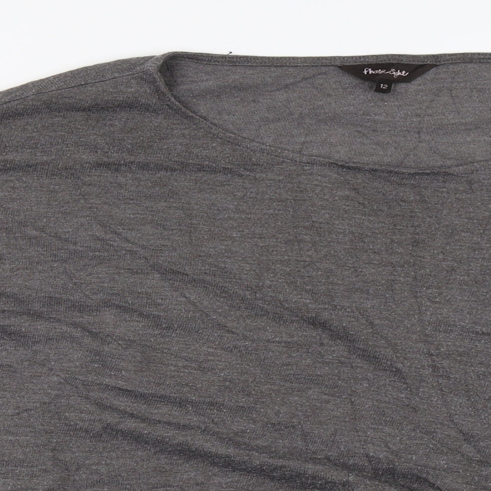 Close-up detail of Phase Eight women’s brown pullover sweatshirt, size UK 12