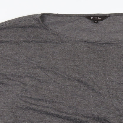 Close-up detail of Phase Eight women’s brown pullover sweatshirt, size UK 12