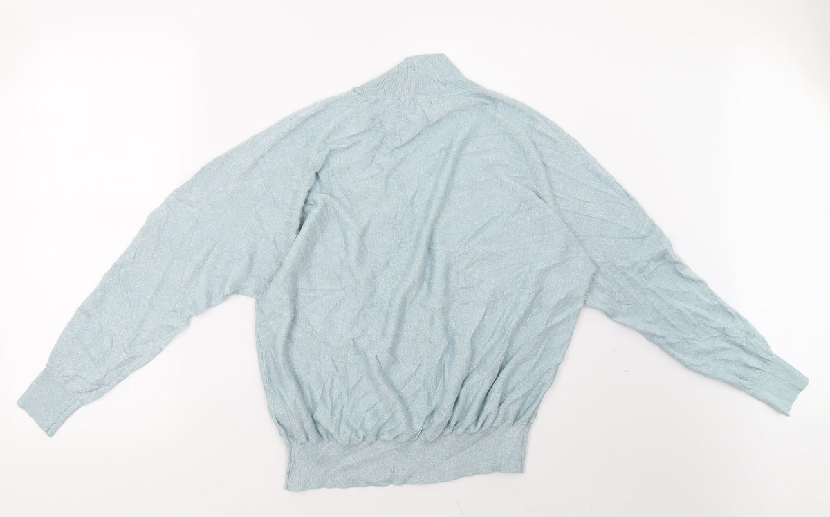 Back view of M&Co women’s green pullover sweatshirt, size UK 18