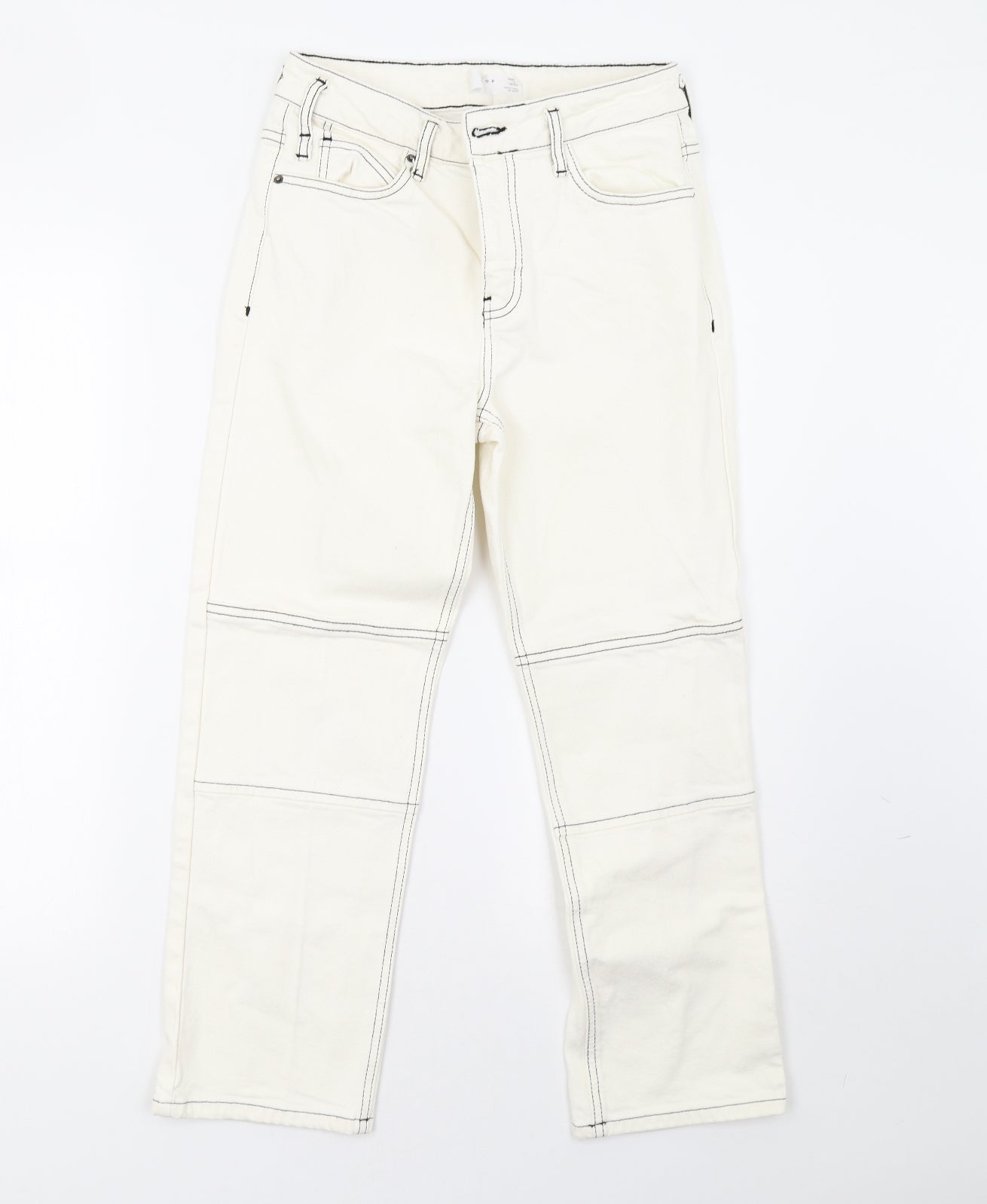 Topshop Womens White  Denim Straight Jeans Size 26 L30 in