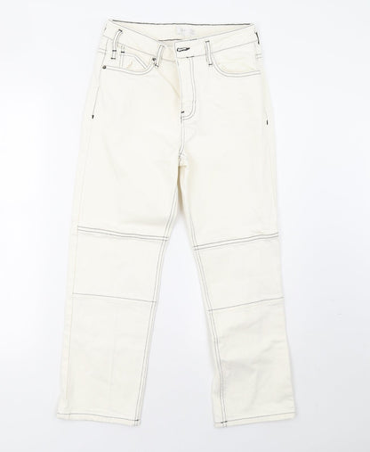 Topshop Womens White  Denim Straight Jeans Size 26 L30 in
