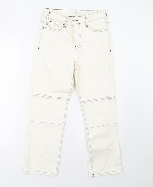 Topshop Womens White  Denim Straight Jeans Size 26 L30 in