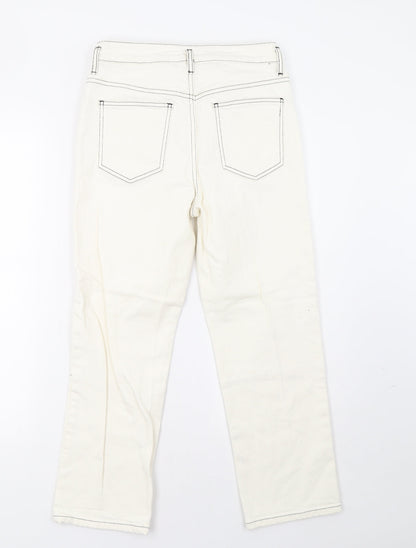 Topshop Womens White  Denim Straight Jeans Size 26 L30 in
