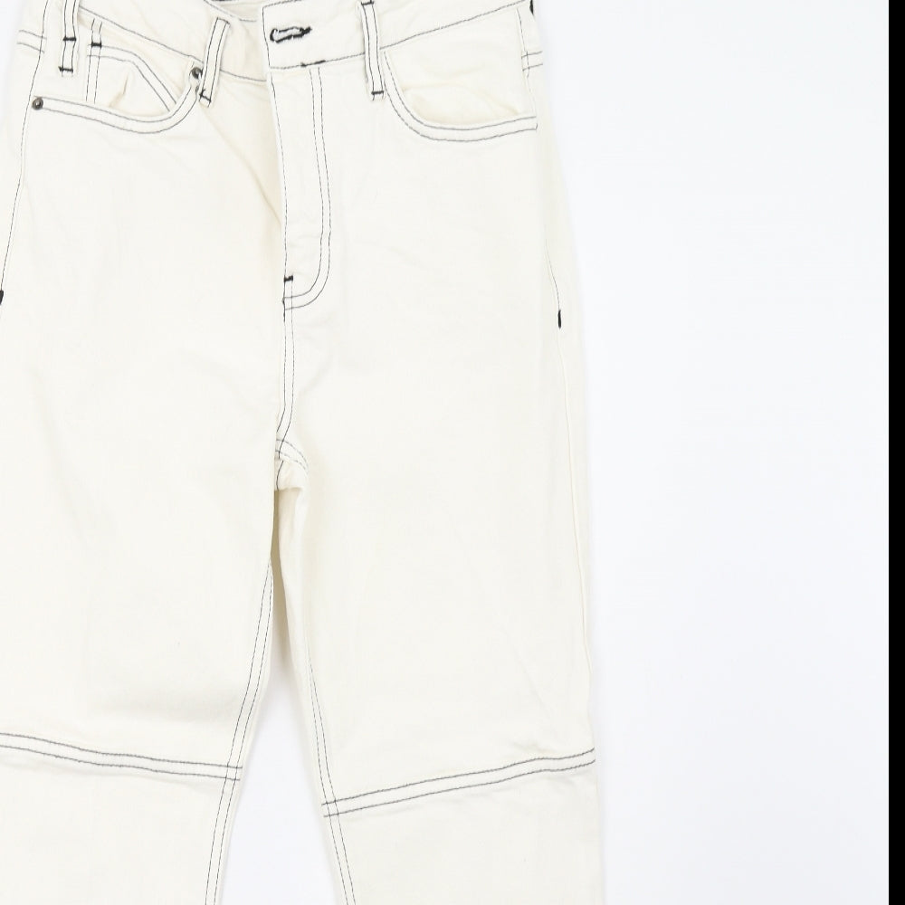 Topshop Womens White  Denim Straight Jeans Size 26 L30 in