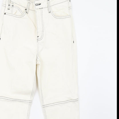 Topshop Womens White  Denim Straight Jeans Size 26 L30 in