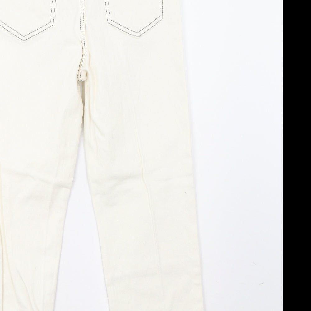 Topshop Womens White  Denim Straight Jeans Size 26 L30 in