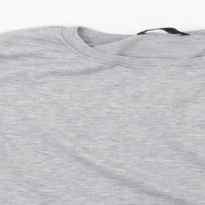 Close-up detail of SHEIN women’s grey pullover hoodie, size L