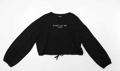 Additional front view of SHEIN women’s black pullover sweatshirt, size XL