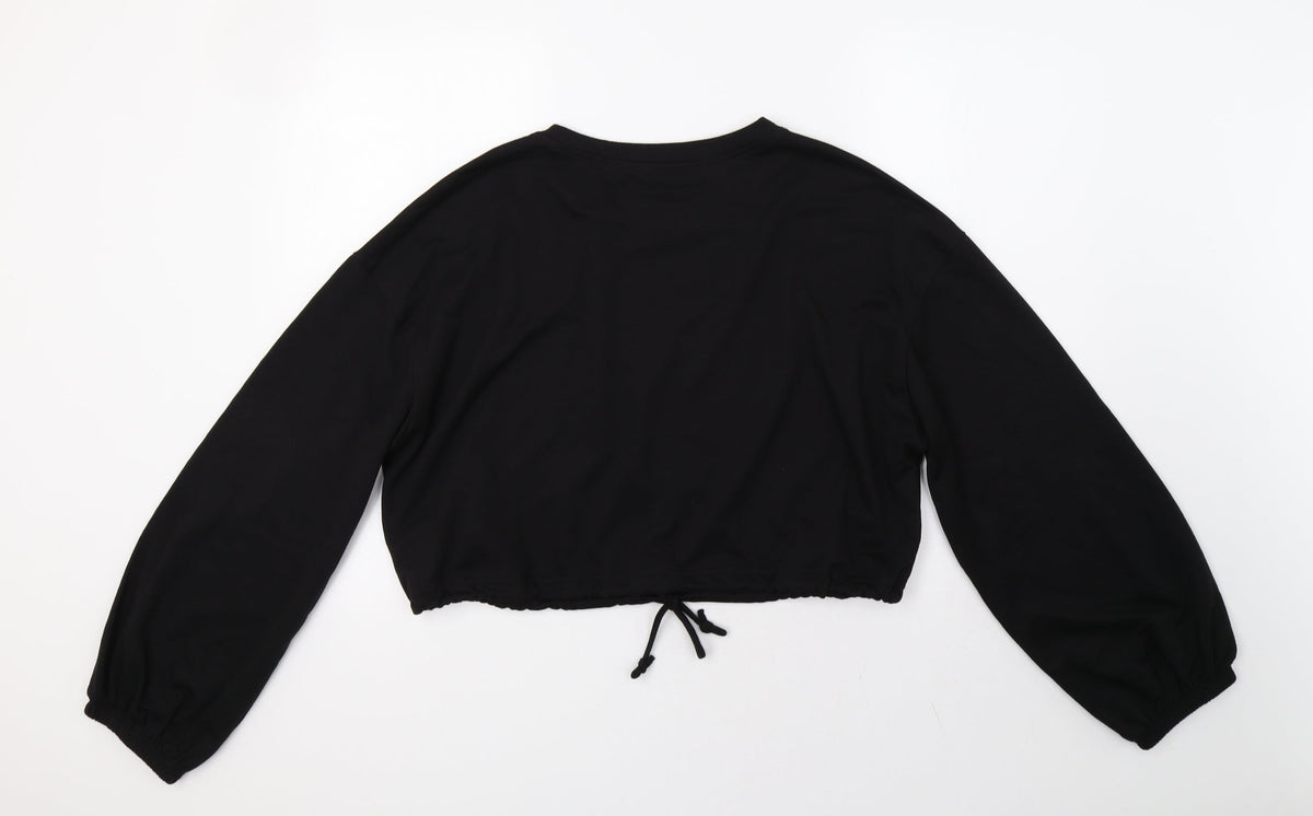 Back view of SHEIN women’s black pullover sweatshirt, size XL