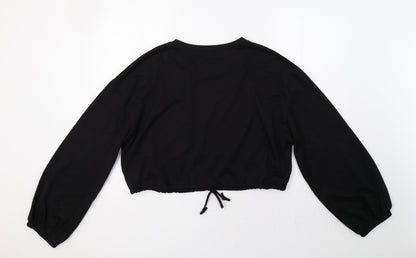 Back view of SHEIN women’s black pullover sweatshirt, size XL