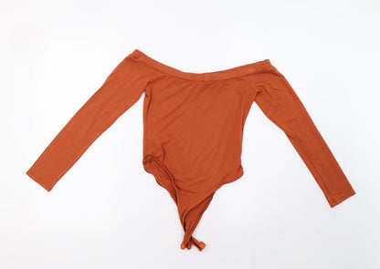 Missguided Womens Orange   Bodysuit One-Piece Size 8