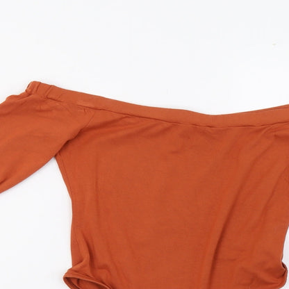 Missguided Womens Orange   Bodysuit One-Piece Size 8