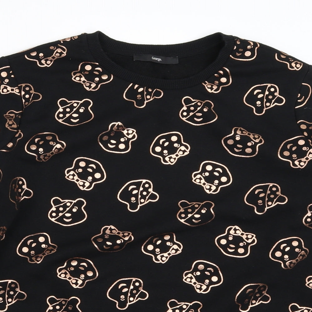 Close-up detail of George women’s black pullover sweatshirt, size S