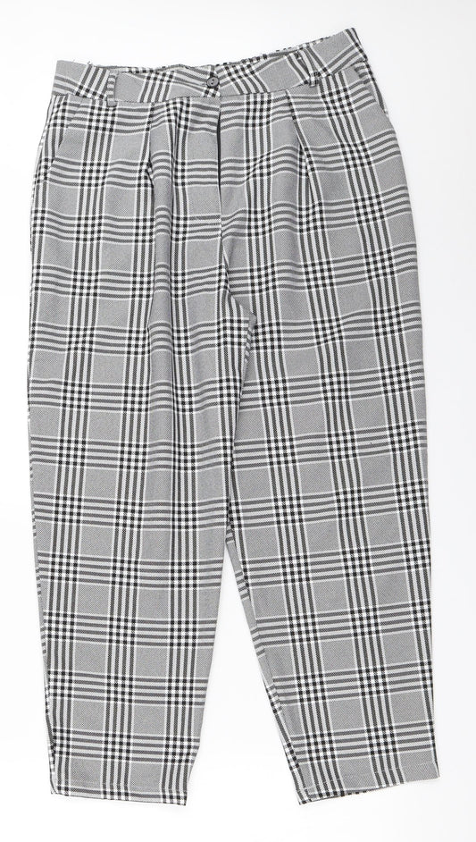 Teen Blue Womens Black Check  Capri Trousers Size 42 L24.5 in