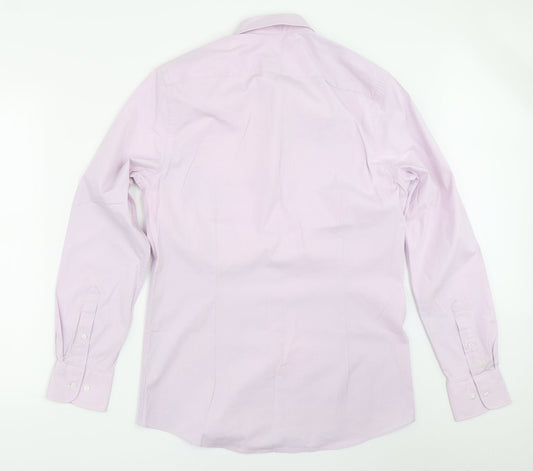 Mens UK Size 15.5 Debenhams Purple  Button-Up Long Sleeve Casual Shirt