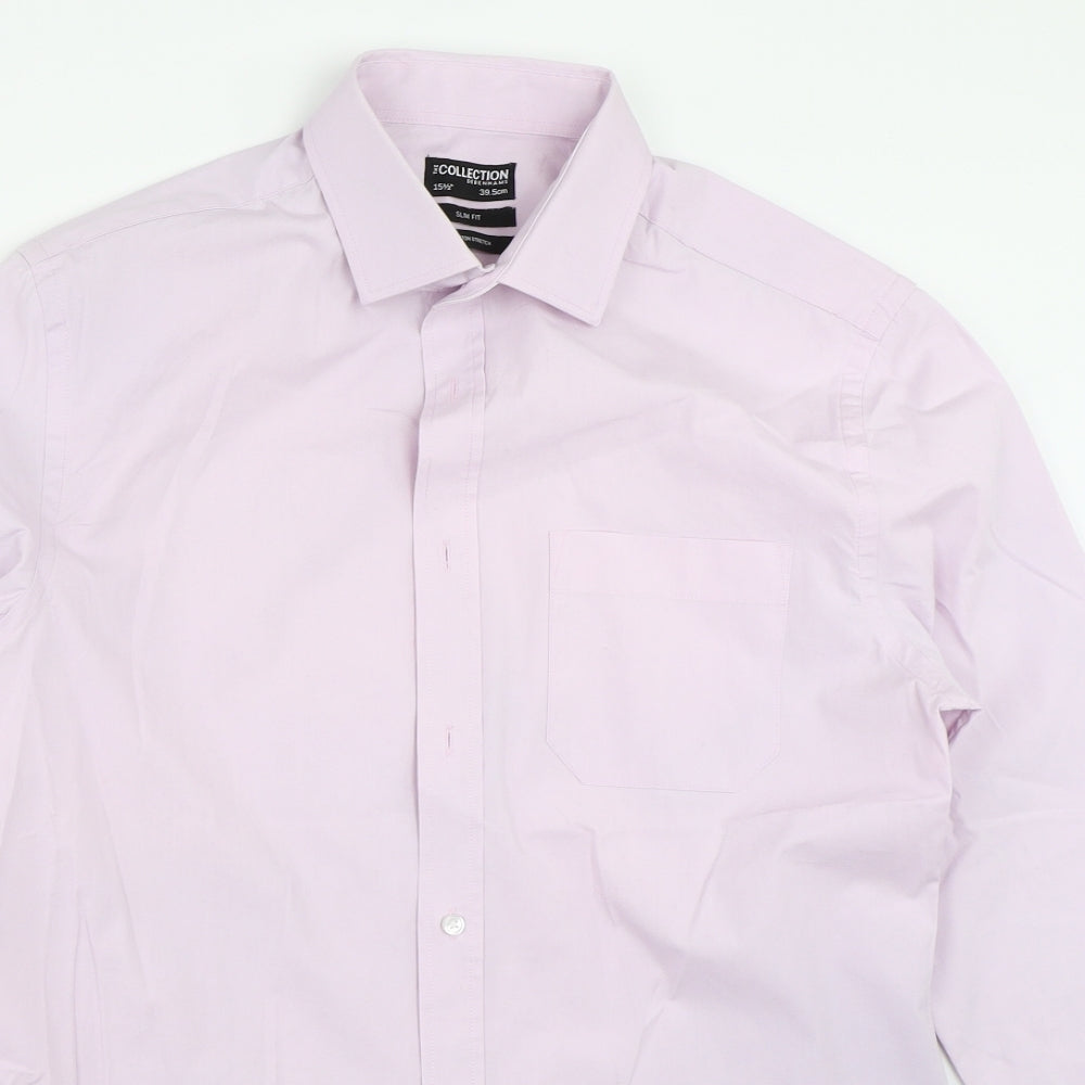 Mens UK Size 15.5 Debenhams Purple  Button-Up Long Sleeve Casual Shirt