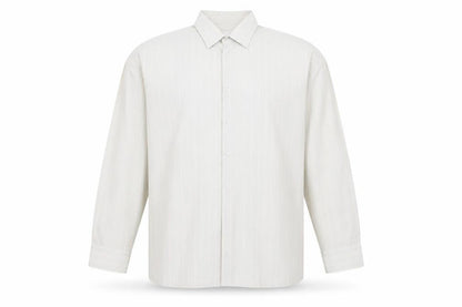 Mens UK Size 17 MC Beige  Button-Up Long Sleeve Casual Shirt