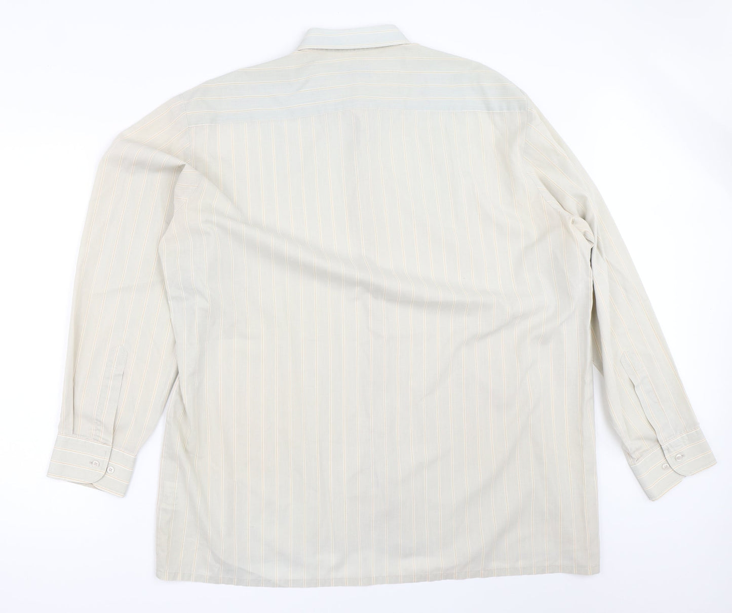 Mens UK Size 17 MC Beige  Button-Up Long Sleeve Casual Shirt