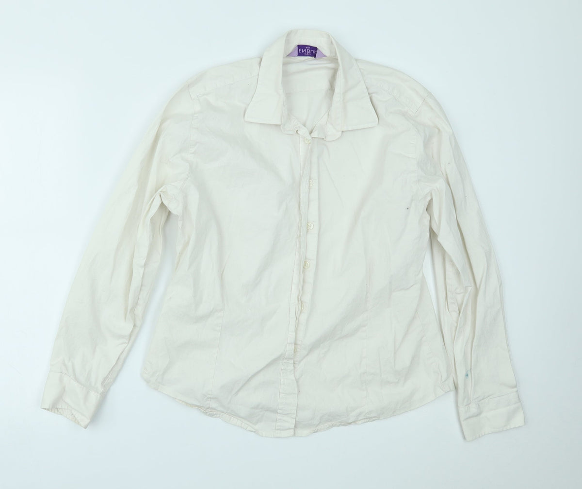 Additional front view of Henbury women’s white basic button-up, size 2XL