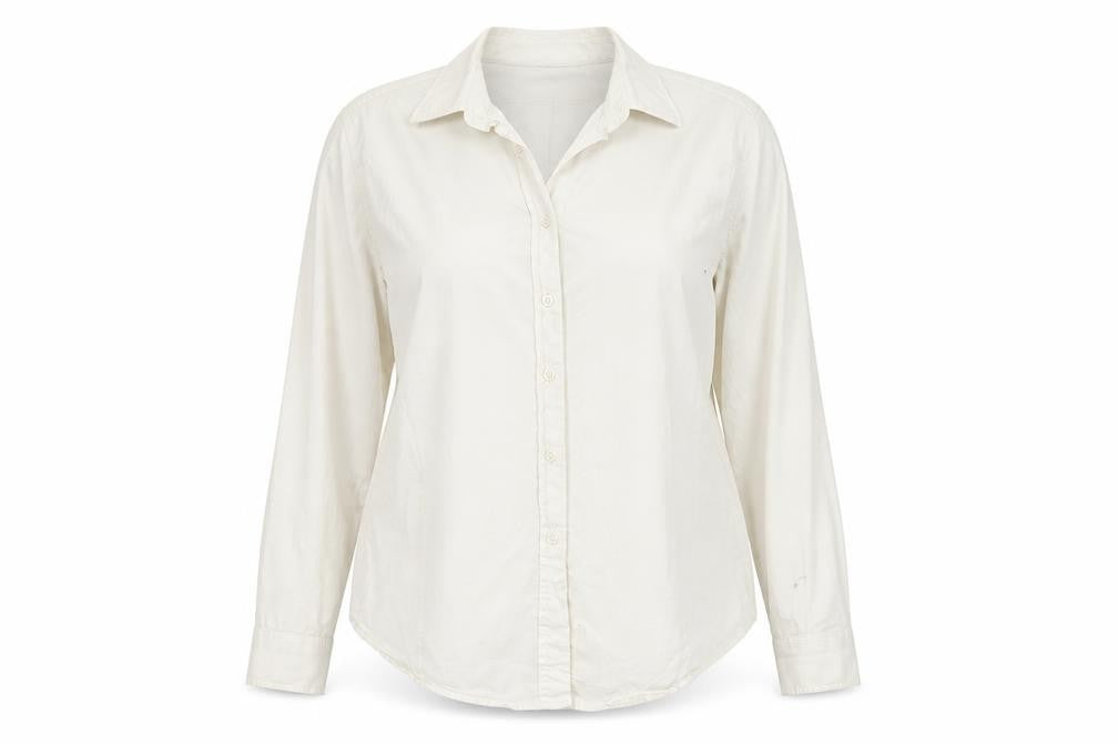 Front view of Henbury women’s white basic button-up, size 2XL