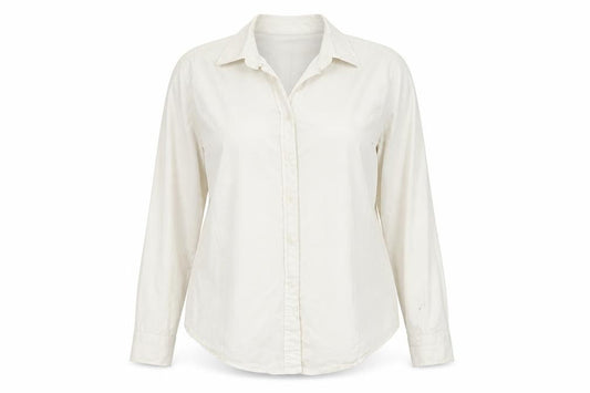 Front view of Henbury women’s white basic button-up, size 2XL