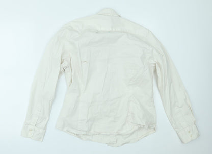 Back view of Henbury women’s white basic button-up, size 2XL