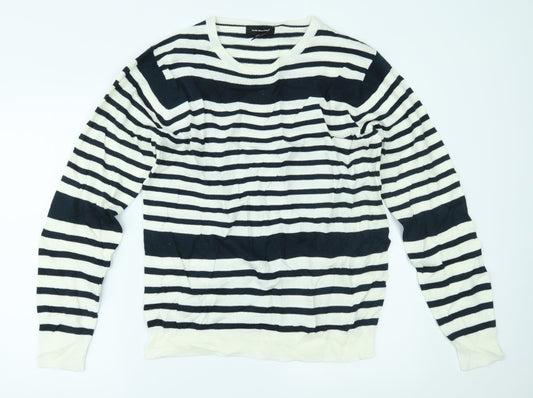 Primark Mens Blue Striped  Pullover Jumper Size L
