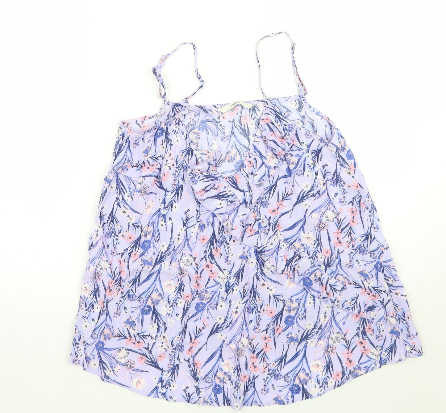 George Womens Purple Floral  Basic Tank Size 10