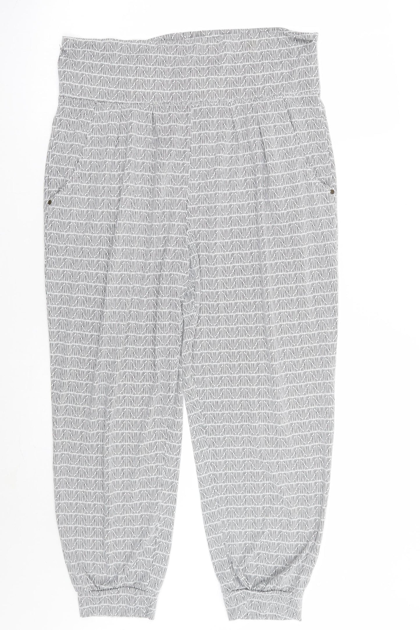 ESMARA Womens White Geometric  Trousers  Size 14 L25 in