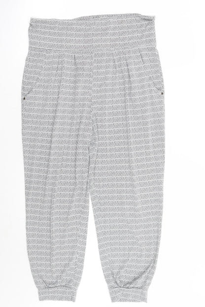 ESMARA Womens White Geometric  Trousers  Size 14 L25 in