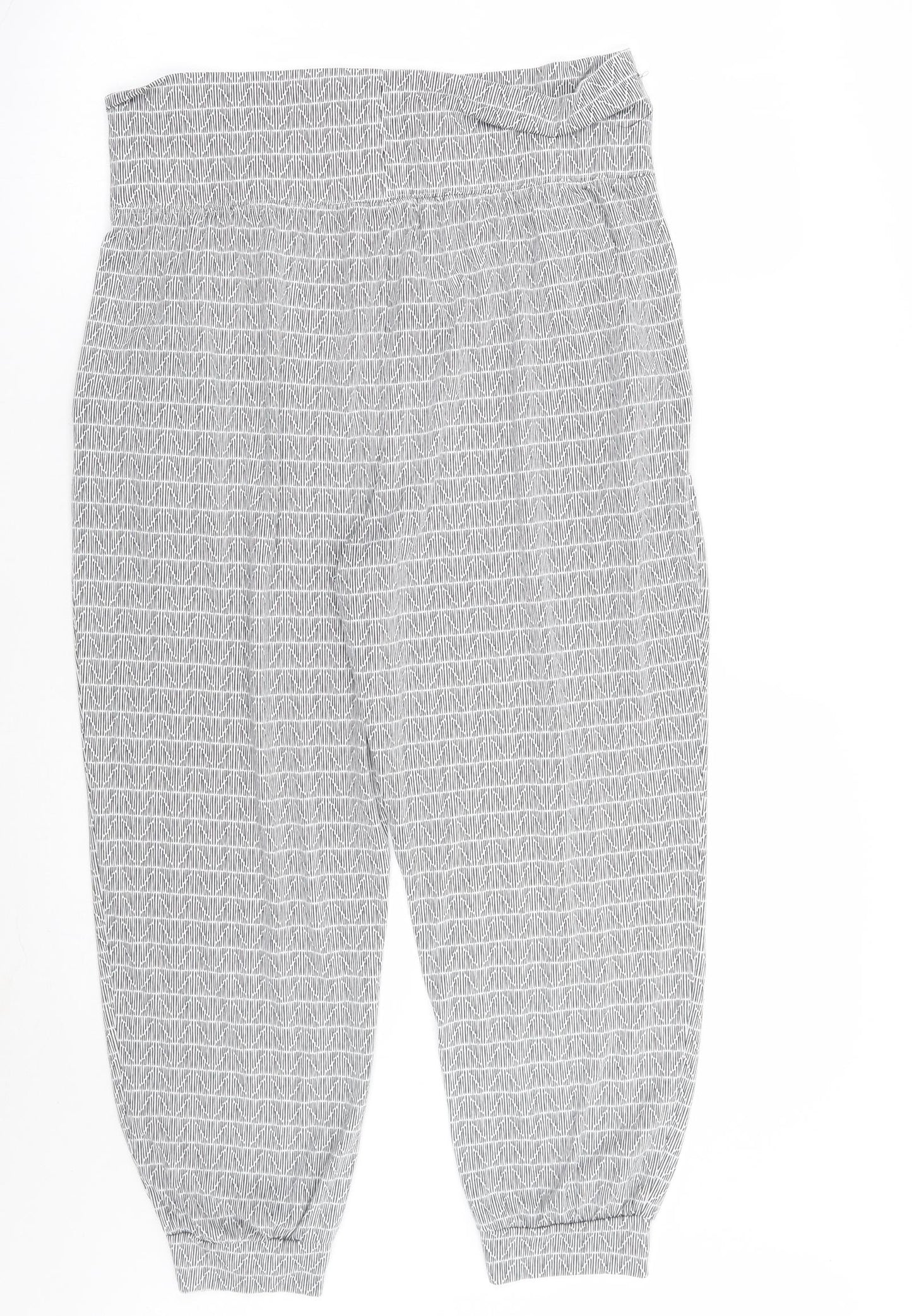 ESMARA Womens White Geometric  Trousers  Size 14 L25 in