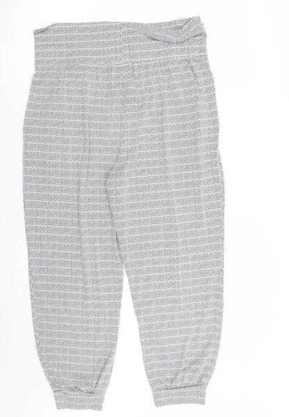 ESMARA Womens White Geometric  Trousers  Size 14 L25 in