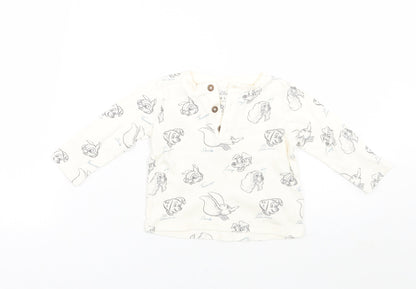 Fred & flo Girls Ivory Animal Print  Basic T-Shirt Size 6-9 Months  - Disney
