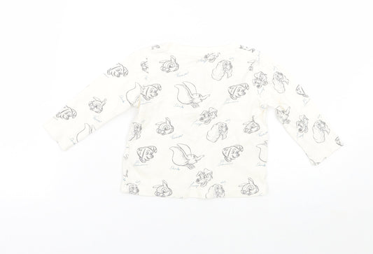 Fred & flo Girls Ivory Animal Print  Basic T-Shirt Size 6-9 Months  - Disney