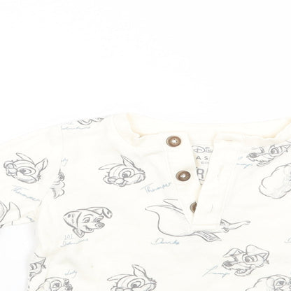 Fred & flo Girls Ivory Animal Print  Basic T-Shirt Size 6-9 Months  - Disney